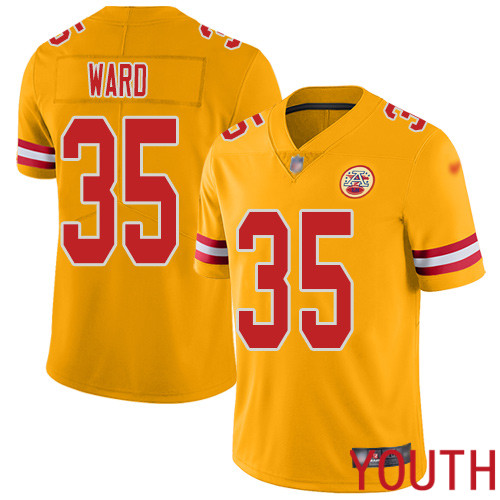 Youth Kansas City Chiefs #35 Ward Charvarius Limited Gold Inverted Legend Football Nike NFL Jersey->nfl t-shirts->Sports Accessory